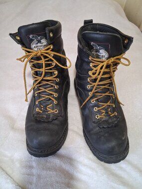 Georgia Boot Logger Boots Men’s 10W Waterproof Black Leather Vibram Sole Lace Up